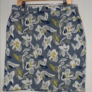 Floral Denim Knee-Length Skirt Size 12